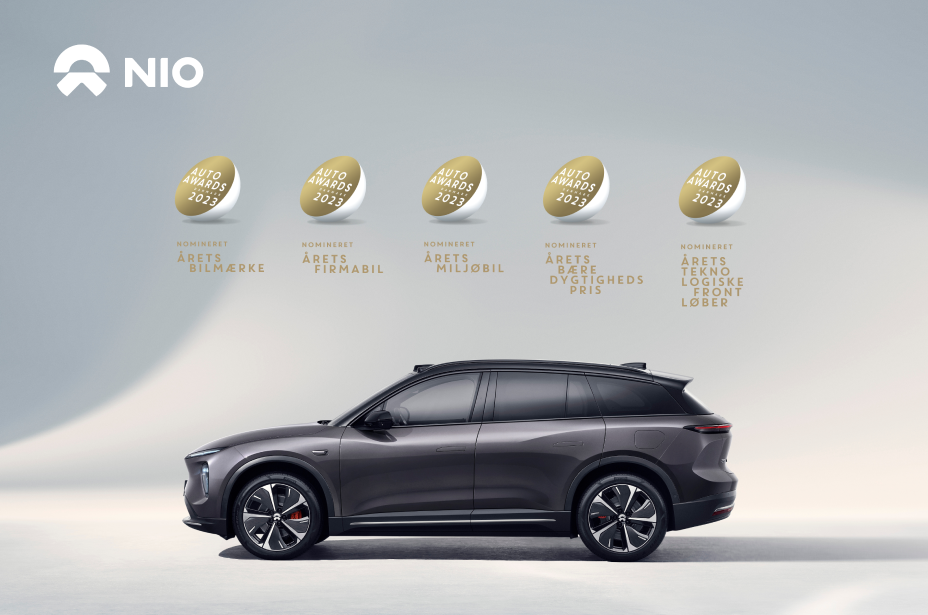 NIO Danmark er nomineret i hele fem kategorier til Auto Awards 2023